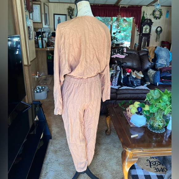 ASOS Design textured button front jumper in camel jumpsuit. - Picture 12 of 16